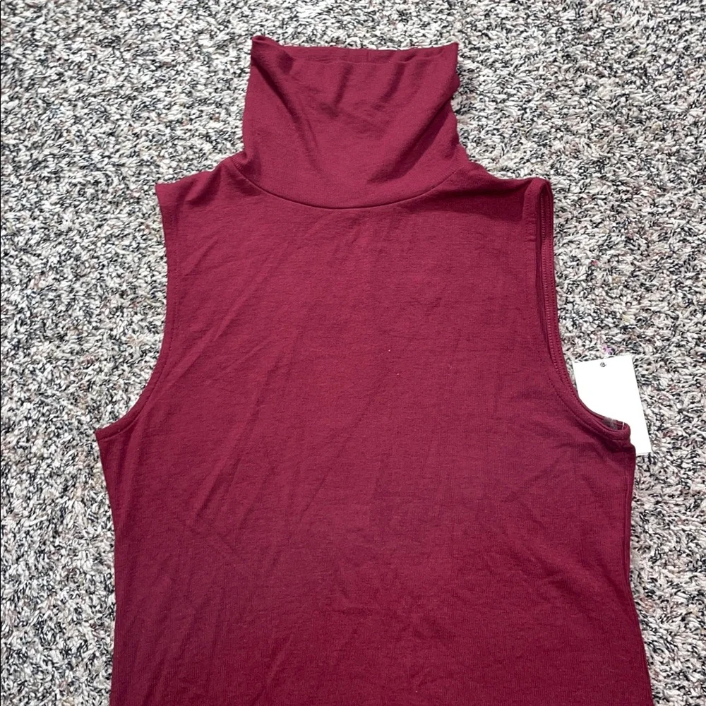 A New Day Knit Mock Neck Sleeveless Maxi Dress Burgundy Woman’s Size M | NWT - Picture 2 of 6